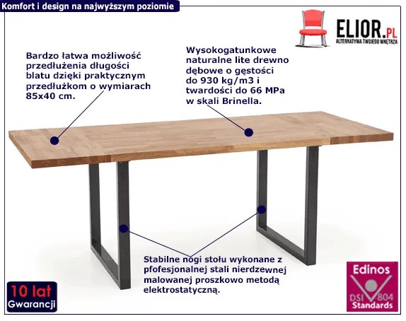Rozkładany stół drewniany dąb Miroso 4X
