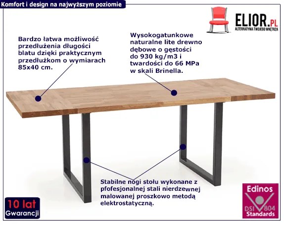 Rozkładany stół drewniany dąb - Simox 2X 140 XL