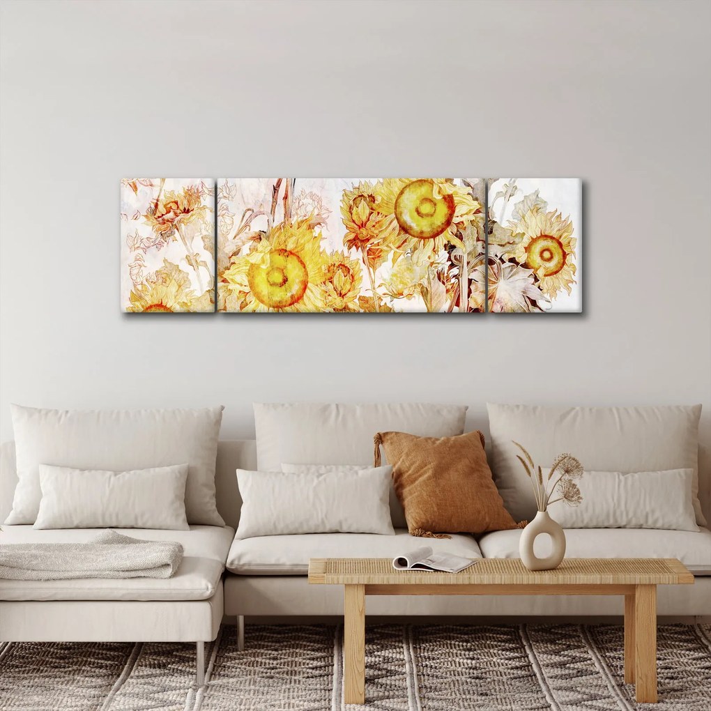 Obraz - Słoneczniki, malarstwo (170x50 cm)