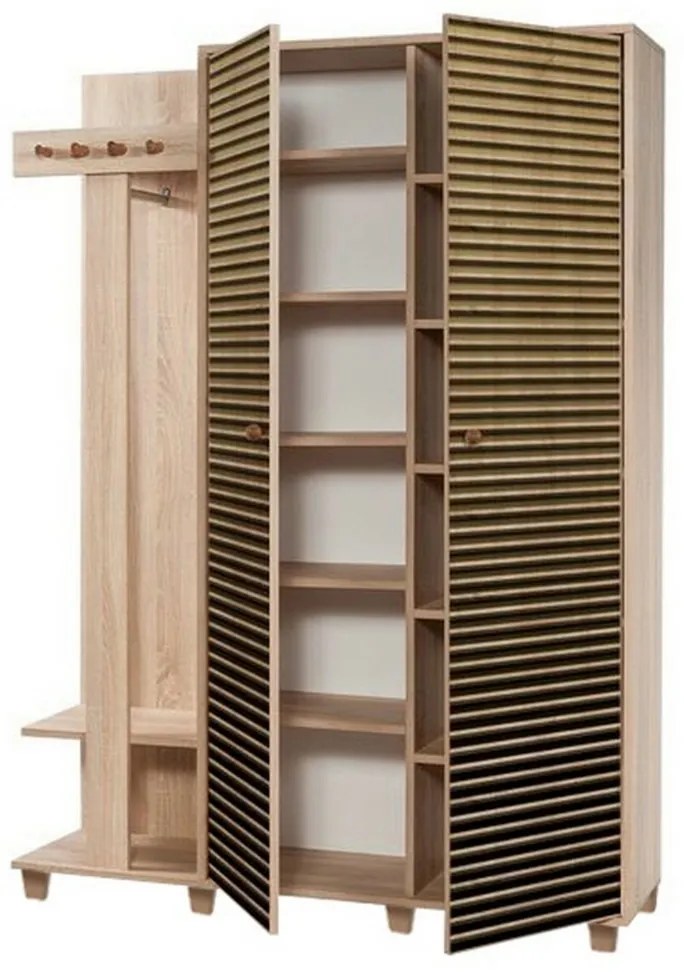 Wieszak z szafą Garmanto Sonoma Oak Double