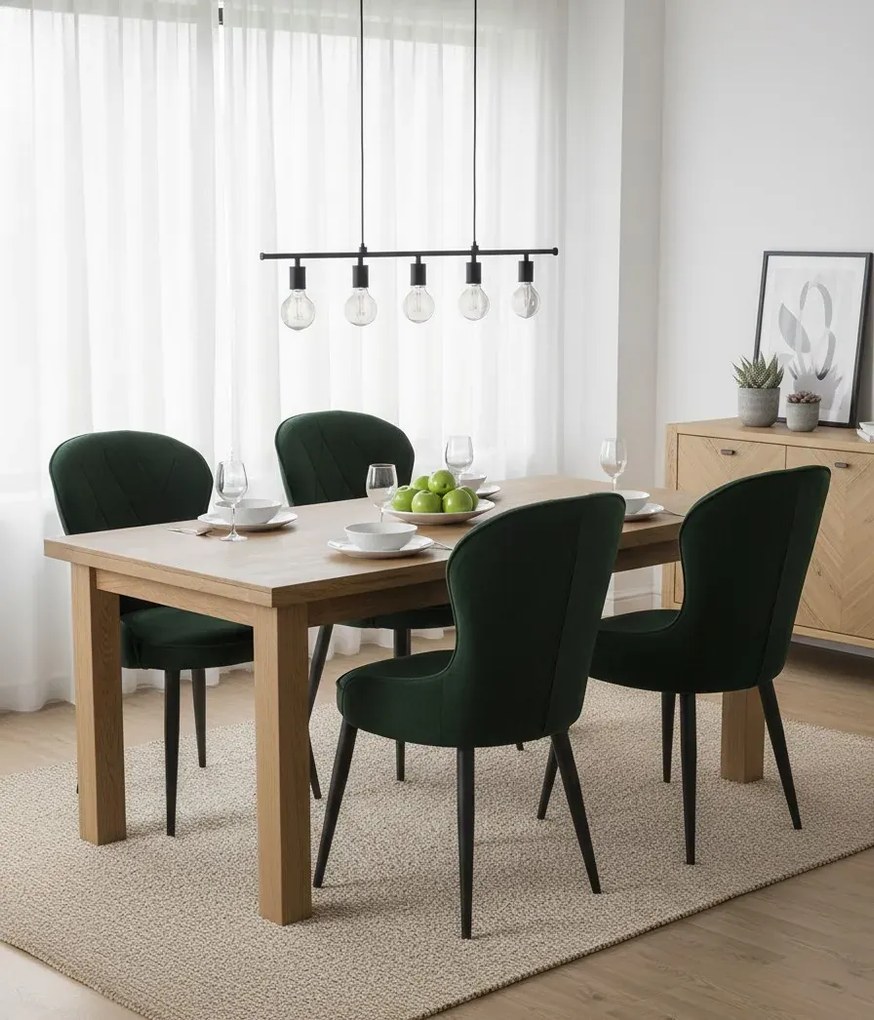 Komplet zielonych eleganckich krzeseł pikowanych 4 szt. A8-A29