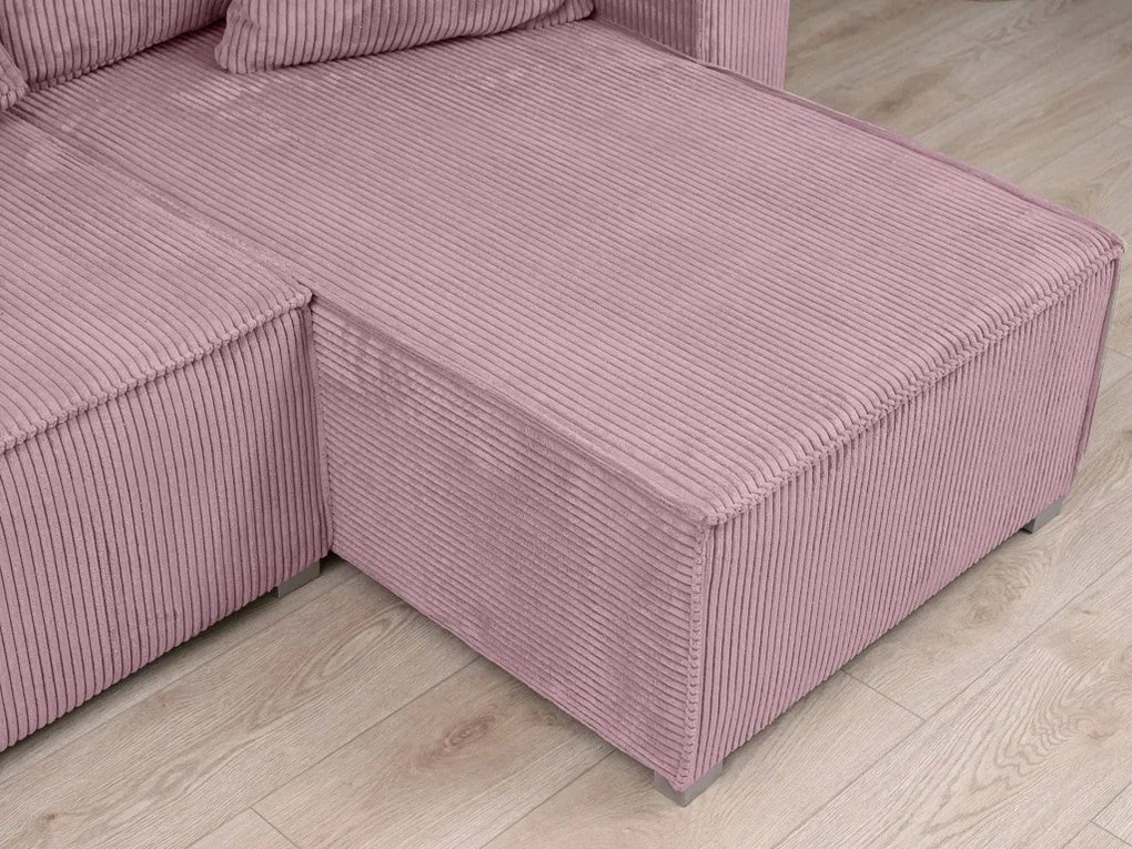 Jasnofioletowa narożna sofa SMART COSARO, dwustronna + 2 poduszki GRATIS