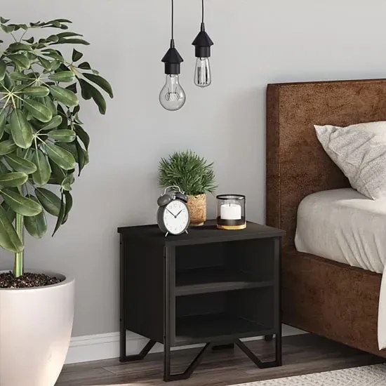 Czarna szafka nocna w stylu loft - Arobello