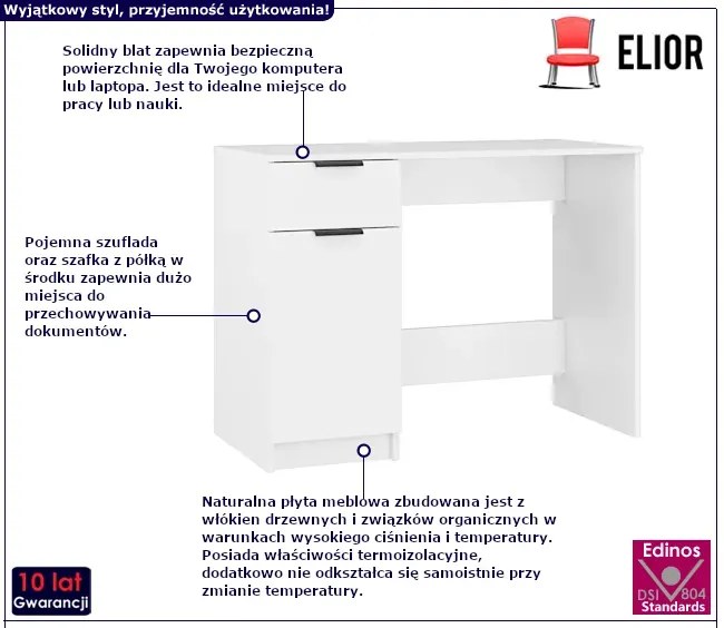 Białe minimalistyczne biurko - Imebra