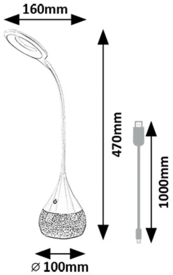 Rabalux 74248 funkcjonalna i dekoracyjna lampa stołowa LED z brokatem Vivter, 4 W, 2200 lm, IP20