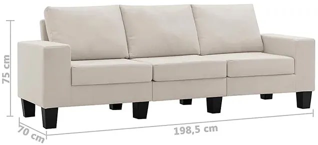 Trzyosobowa kremowa sofa z poduszkami - Lurra 3Q