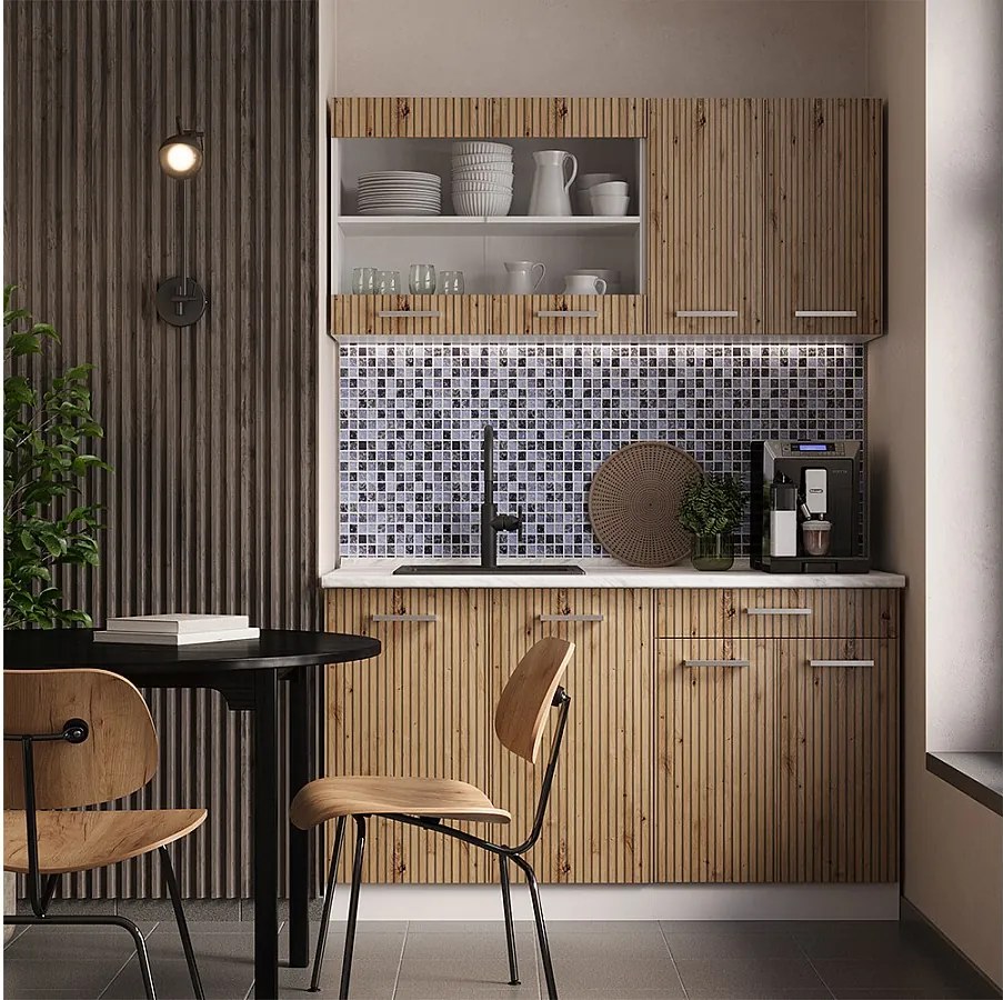 Pojedyncza kuchnia dąb rzemieślniczy/biały 140x60x81.6 r-line