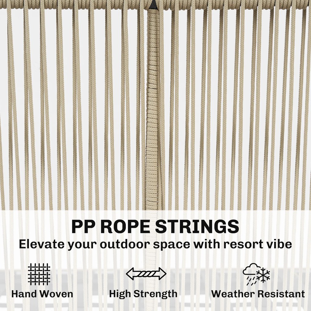 Outsunny Zestaw Mebli Ogrodowych 4-częściowy Rattanowy Zestaw Wypoczynkowy z Sofą Dwuosobową, 2 Fotelami, Stolik z Laminowanym Drewnem Akacjowym, Grube Zdejmowane Poduszki | Aosom PL