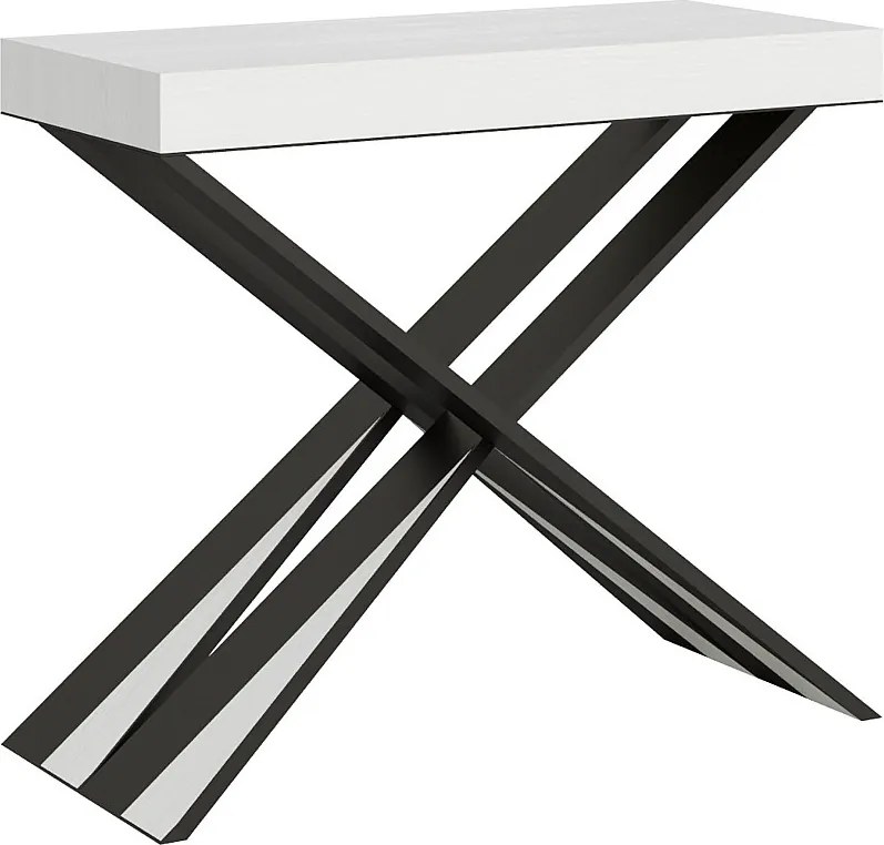 Konsola rozkładana 90x40/300 cm Diago Frassino biała rama w kolorze Antracytu