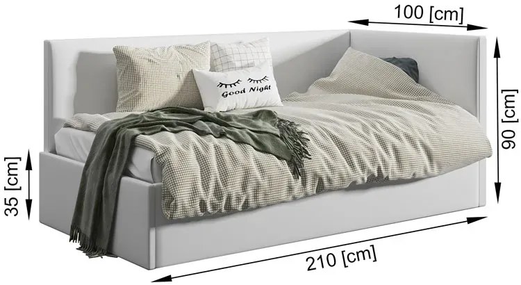 Zielone łóżko młodzieżowe z podnoszonym stelażem 90x200 P0-E37