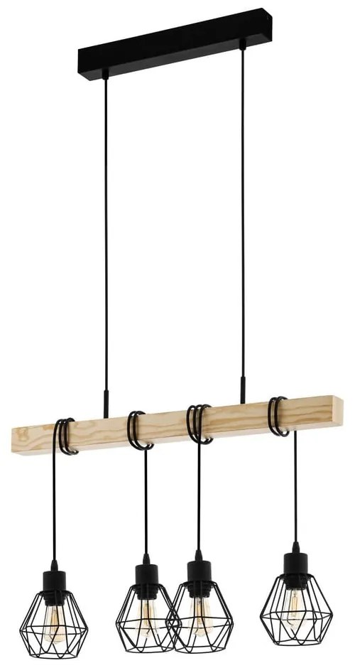 Lampa wisząca w czarno-naturalnym kolorze z metalowym kloszem TOWNSHEND 5 – EGLO