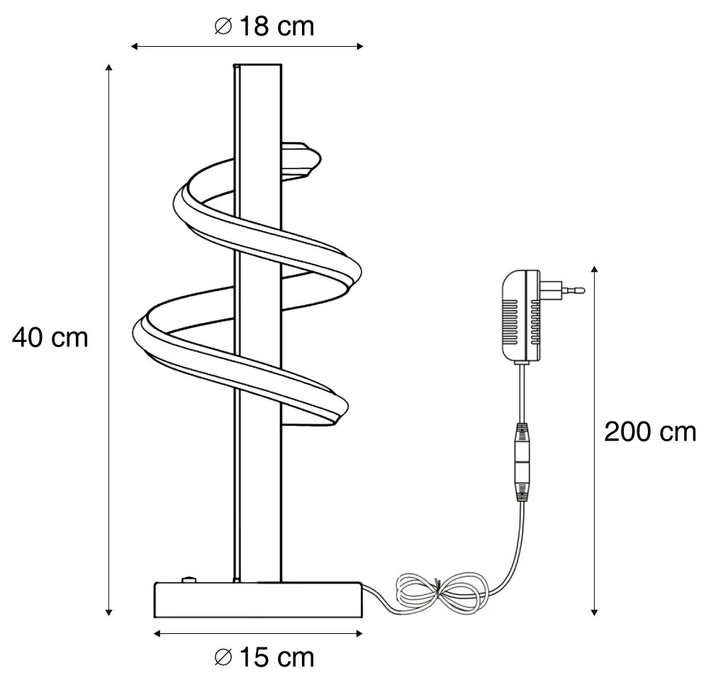 Designerska lampa stołowa czarna z możliwością ściemniania LED - Rolla Nowoczesny Oswietlenie wewnetrzne
