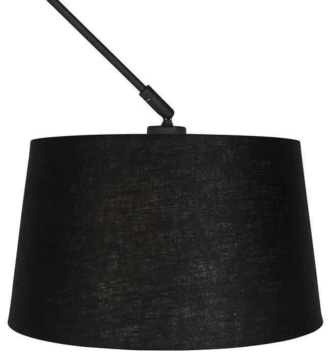 Lampa wisząca czarna z abażurem lnianym czarnym 35 cm - Blitz Nowoczesny Oswietlenie wewnetrzne