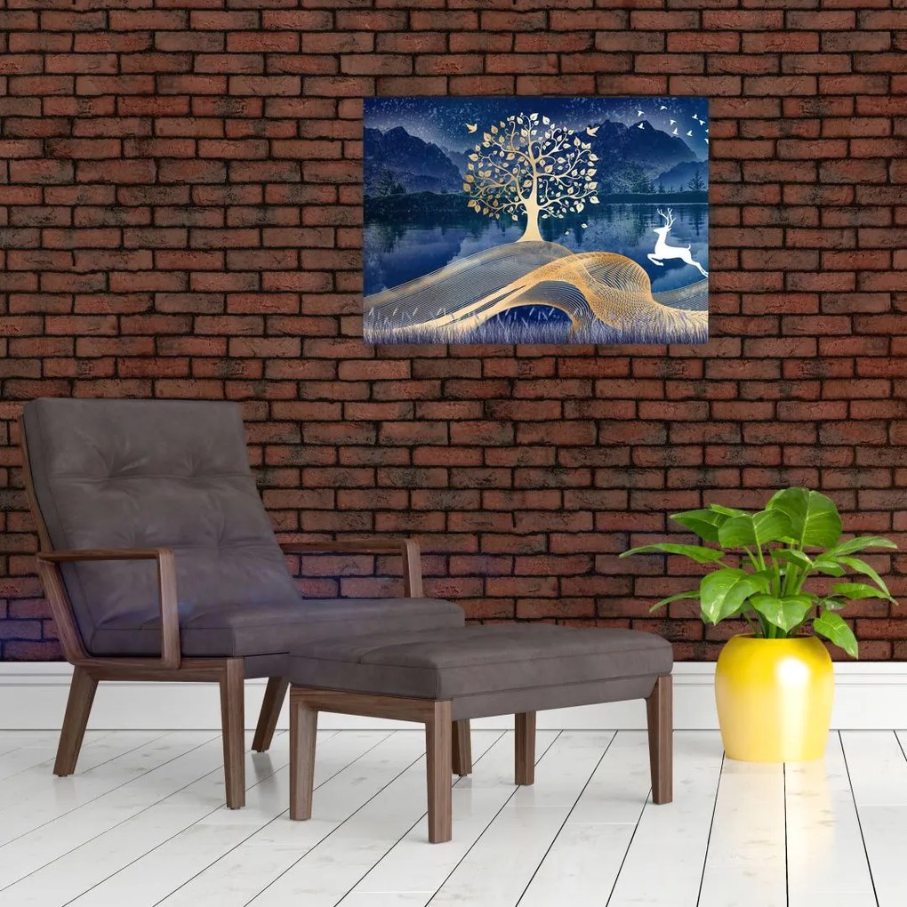 Obraz jelenia w pełni księżyca (70x50 cm)