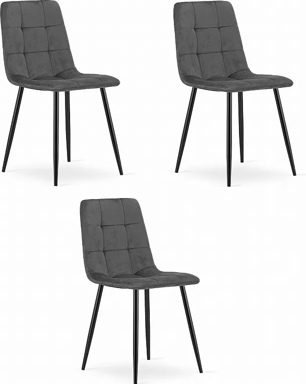 Krzesło Valora PYRA w kolorze ciemnoszarym, welurowe, nowoczesne, x3
