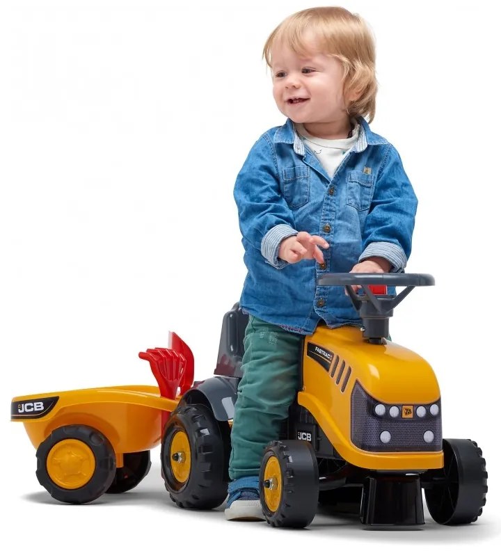 Falk traktorek jcb pomarańćzowy z przyczepką od 1 roku
