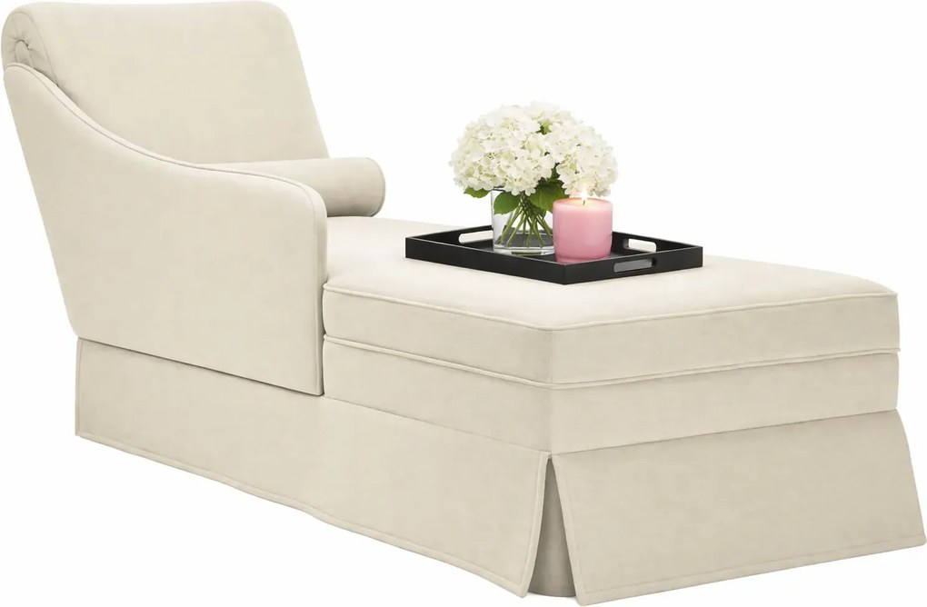 Elegancki kremowy szezlong tapicerowany aksamitem M1-P86