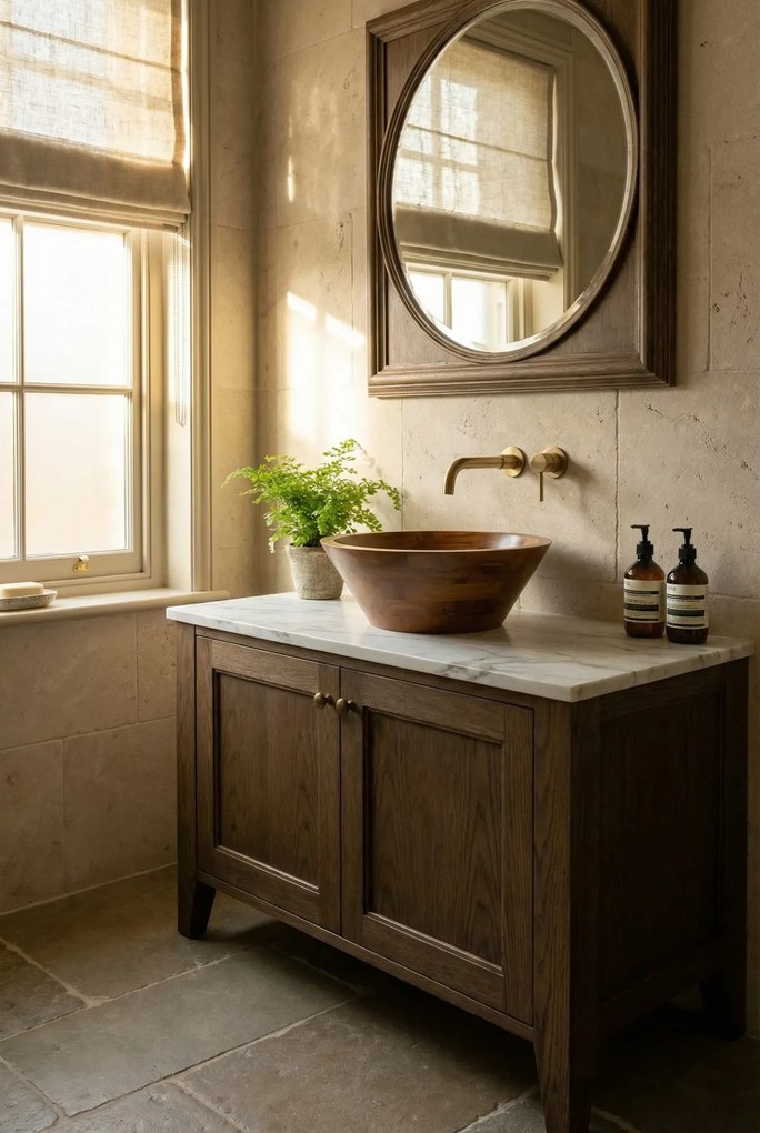 Drewniana umywalka nablatowa B4-N04