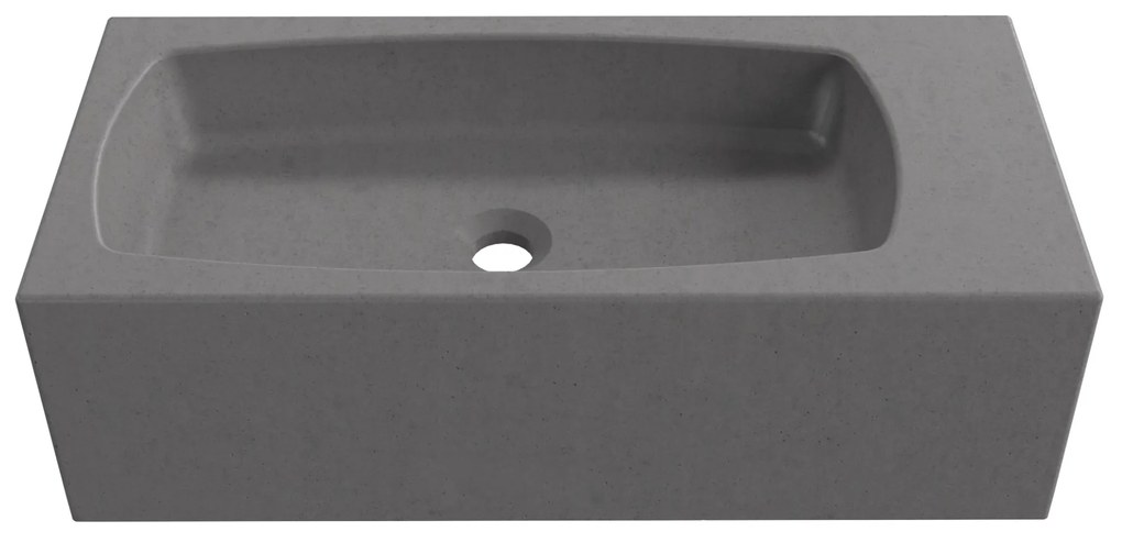Umywalka betonowa wisząca / nablatowa prostokątna bez otworu na baterię 65 x 30 cm z półką ZALM | różne kolory : Kolor - Popielaty, Typ montażu - nablatowa