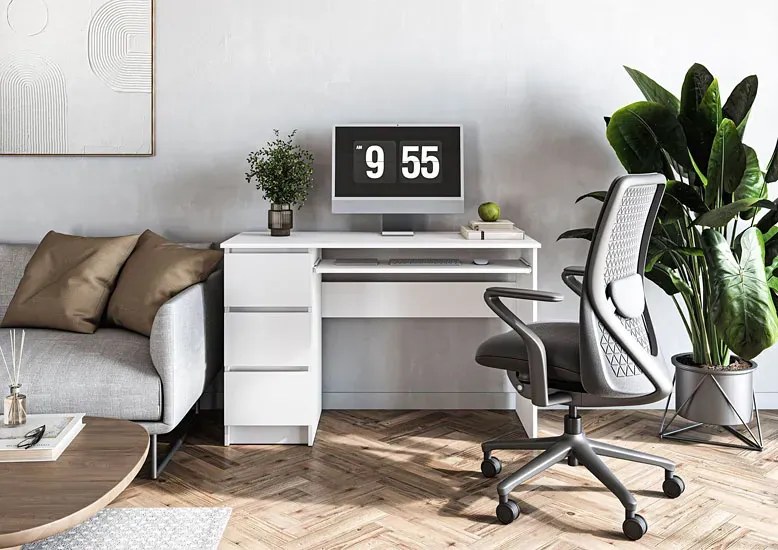 Białe nowoczesne biurko do pracy E8-C19