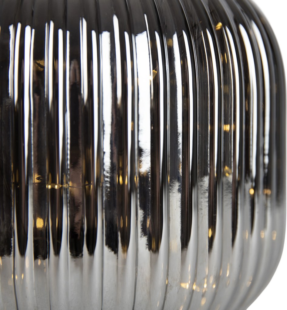 Lampa stołowa Art Deco czarna z przydymionym szkłem ze sznurem świetlnym E27 - Karel