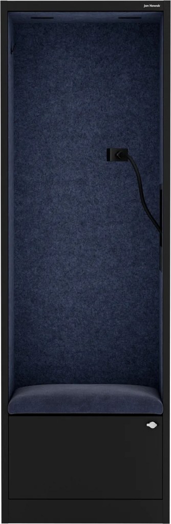 Kabina akustyczna z siedziskiem Sally MentalBox, 60 x 40 x 185 cm, czarny/granatowy