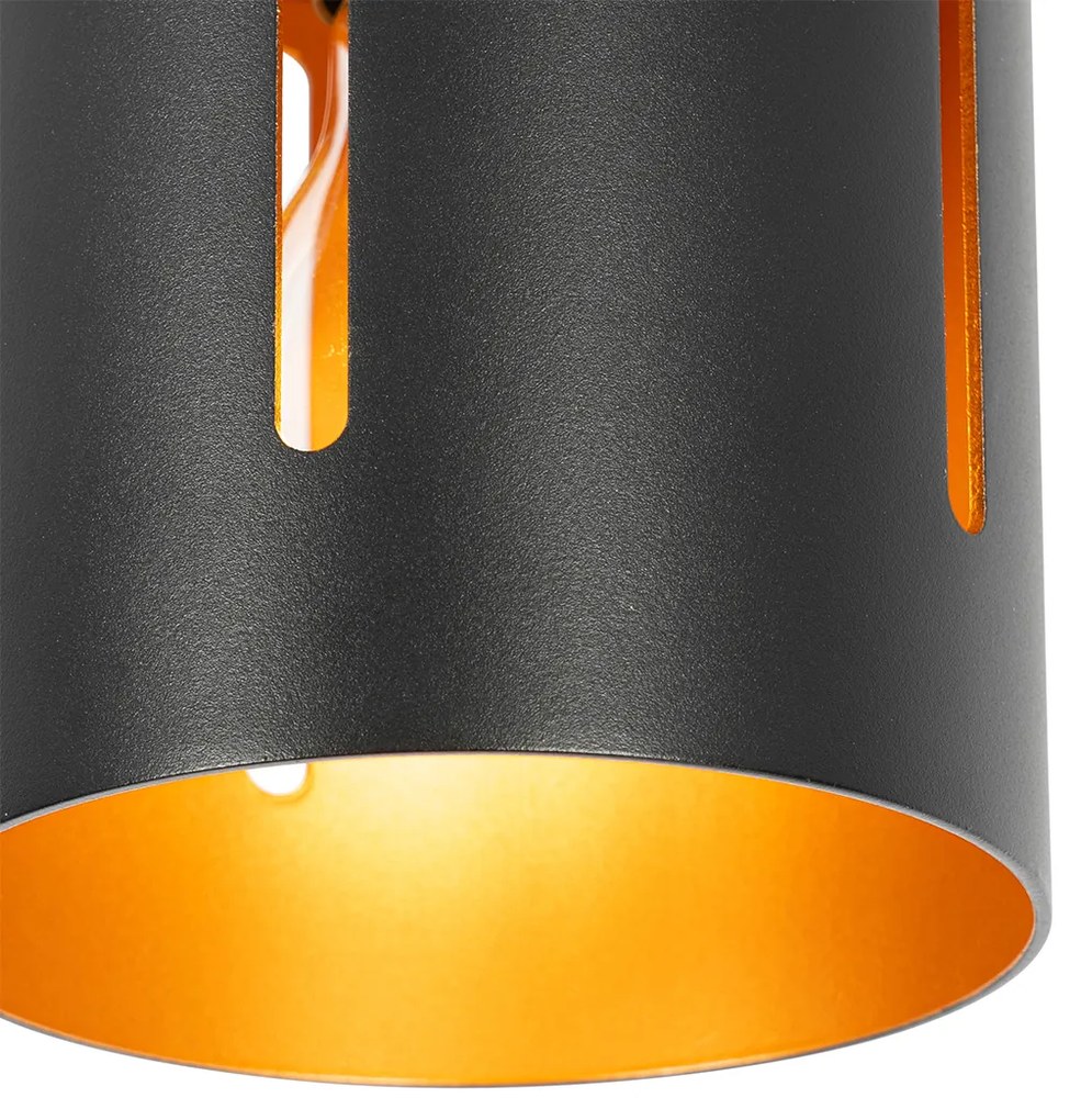 Designerska lampa sufitowa czarna ze złotym wnętrzem - Yana