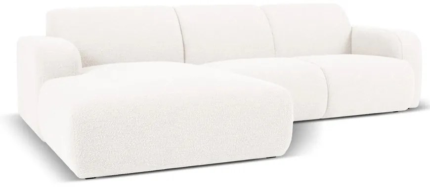 Biały narożnik z materiału bouclé (lewostronny) Molino – Micadoni Home