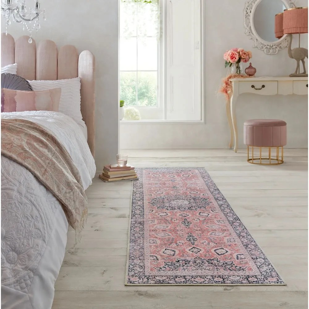 Różowy chodnik odpowiedni do prania 60x230 cm FOLD Somerton – Flair Rugs