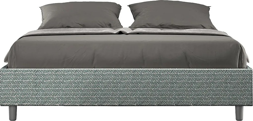 Łóżko wyposażone w stelaż z listwami tapicerowane 160x210 tkaniny Aragona 7 Błękitny Azelia