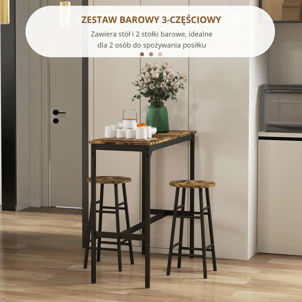 HOMCOM Stół barowy z 2 stołkami barowymi