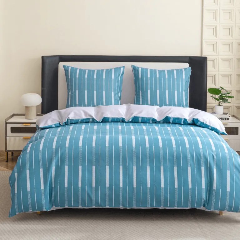 PrzytulneMieszkanie.pl PrzytulneMieszkanie.pl Pościel z mikroflanelu STRIPELLE niebieska Rozmiar pościeli: 70 x 90 cm | 140 x 220 cm