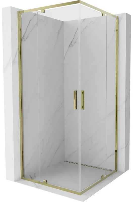 Mexen Exo kabina prysznicowa kwadratowa uchylna 100 x 100 cm, transparent, złota - 8110-100-100-50-00