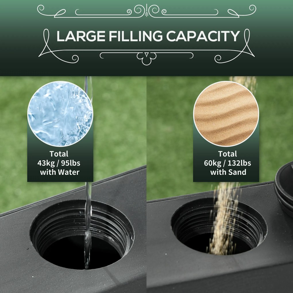 Outsunny Podstawa na parasol, Stojak na parasol, Uchwyt na parasol, 54,5 x 54,5 x 48 cm, Czarny