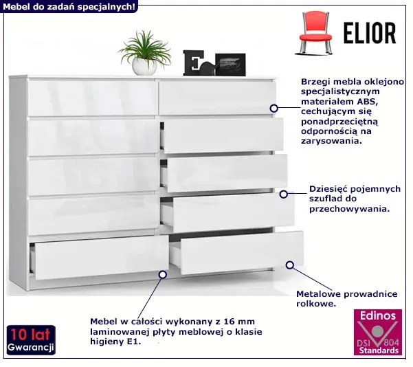 Biała komoda w połysku z szufladami - Entira 4X