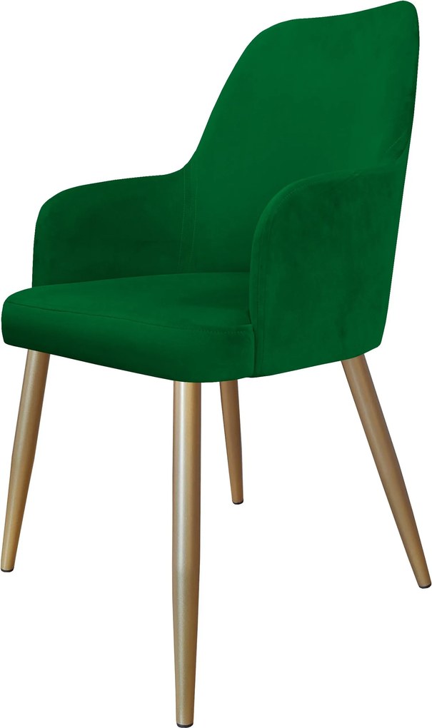 Krzesło WESTA tkanina Welur noga metalowa elegancki styl loftowy : Kolor nogi - Złota stożek, Kolor tkaniny - VELVET - MG25, Typ siedziska - Siedzisko stałe