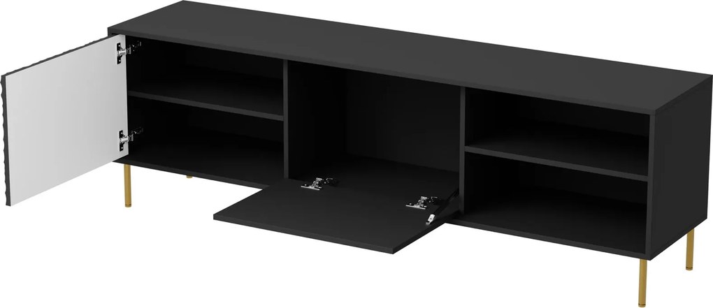 Czarny stolik RTV z frontem 3D Bullet
