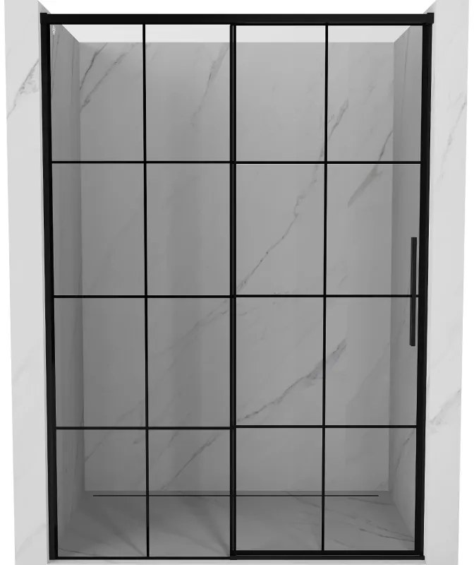 Mexen Rox drzwi prysznicowe rozsuwane lewe 155 cm, czarna kratka, czarne - 8C2-155-000-70-77-L