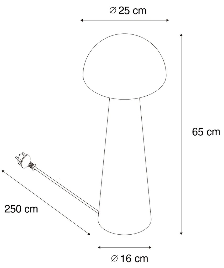 Zewnetrzna Zewnętrzna lampa podłogowa czarna 65 cm - Grzyb Nowoczesny Oswietlenie zewnetrzne