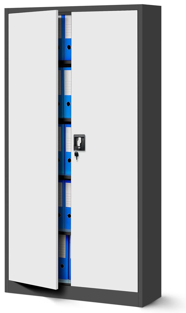 Zestaw 4x biurowa szafa metalowa na akta JAN, 900 x 1850 x 400 mm, antracytowo-biała