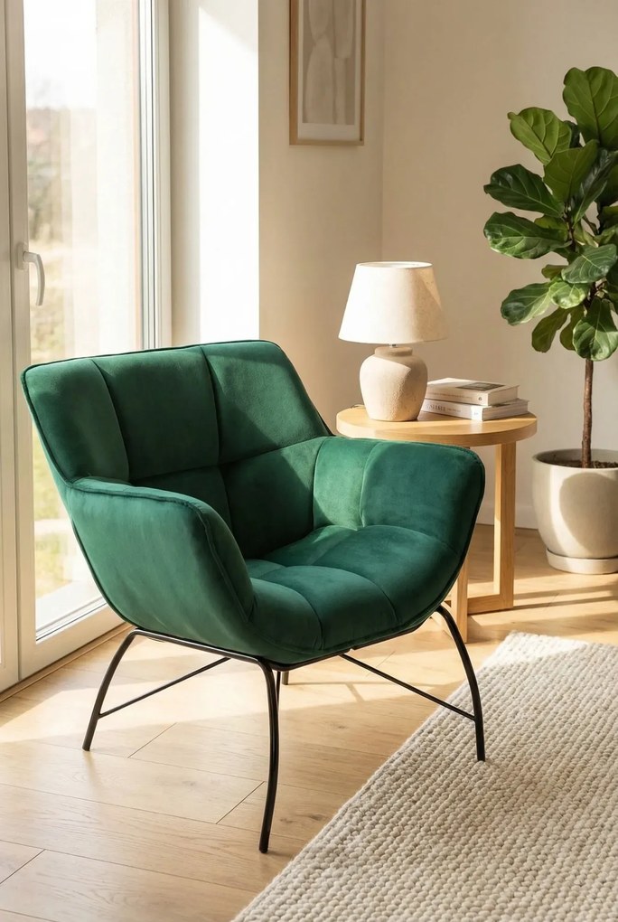 Zielony kubełkowy fotel wypoczynkowy P2-F12