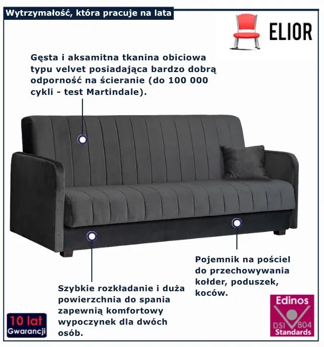 Popielata sofa rozkładana Z5-C40