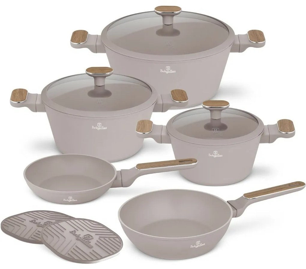 BerlingerHaus Zestaw naczyń z powłoką tytanową Taupe Nordic, 10 szt.