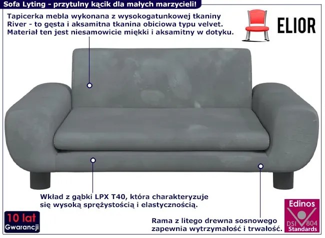 Ciemnoszara nowoczesna kanapa dziecięca - Lyting