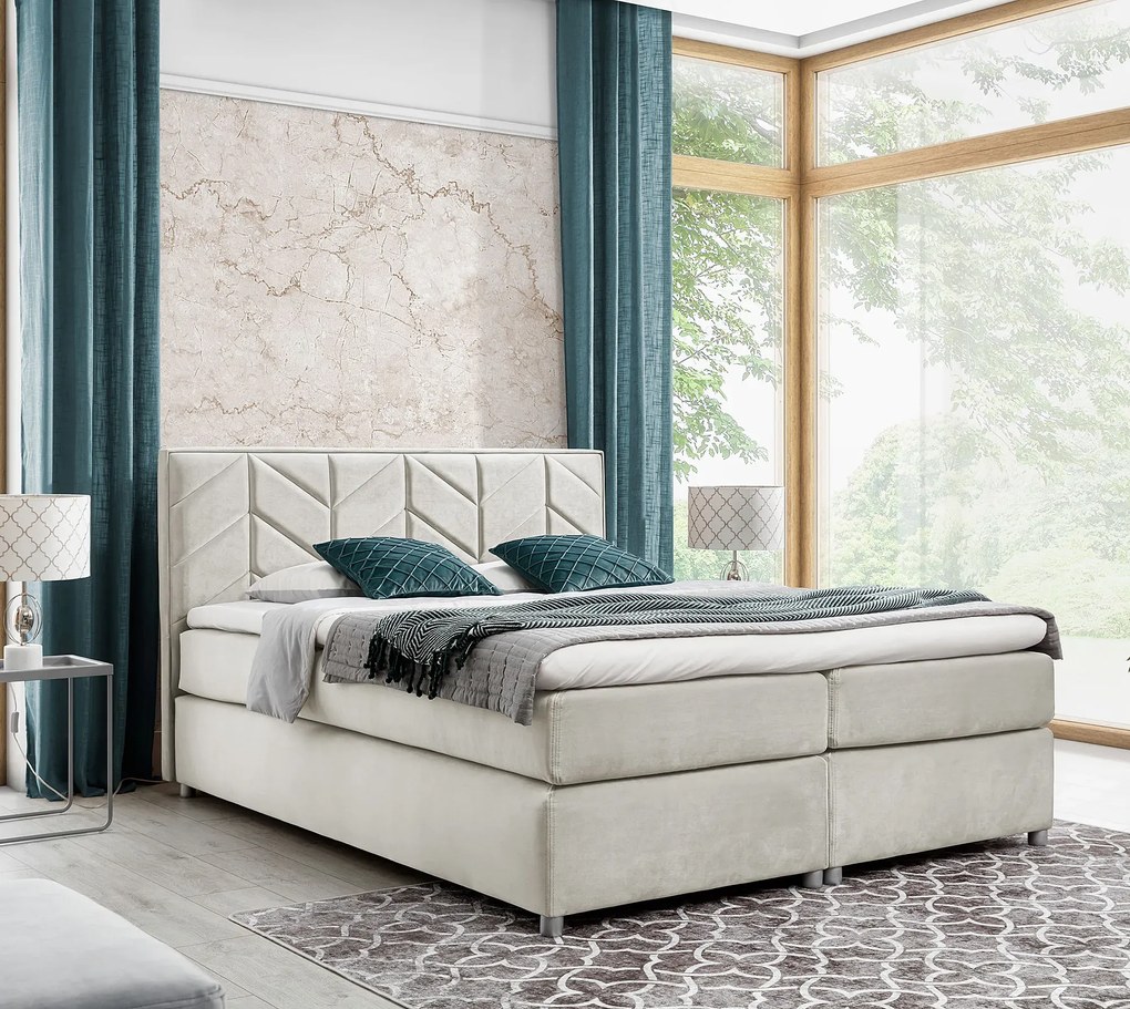 Kremowe łóżko kontynentalne 5 rozmiarów W3-T13