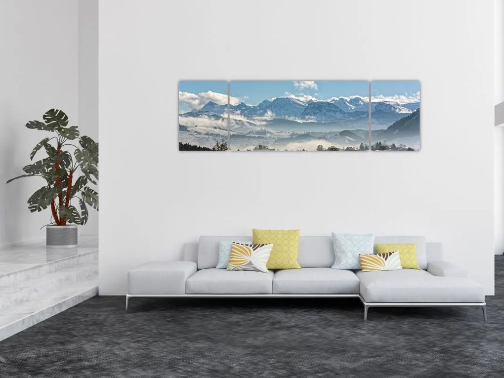 Obraz ośnieżonych gór (170x50 cm)