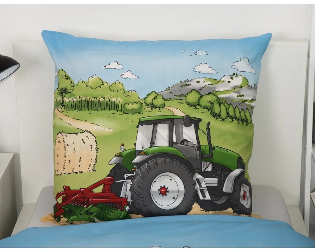 Herding Dziecięca pościel flanelowa Traktor, 135 x 200 cm, 80 x 80 cm