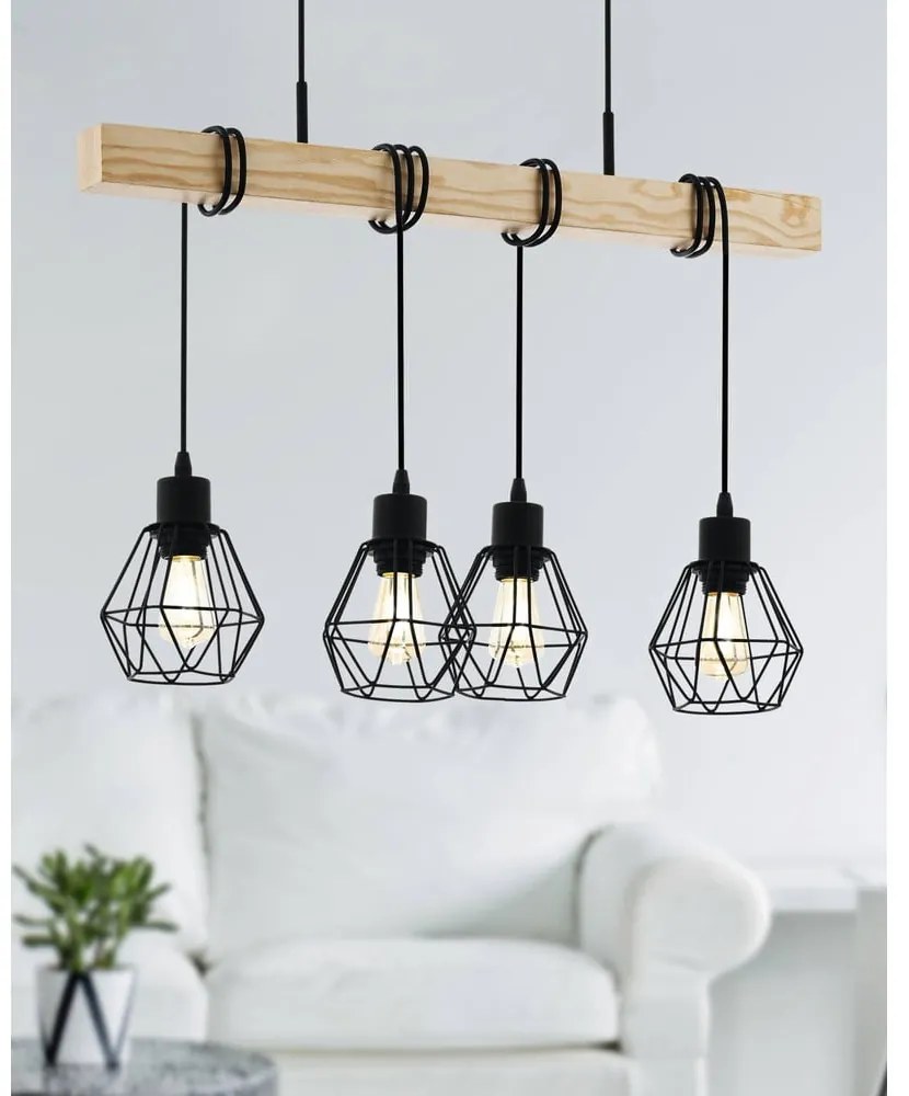 Lampa wisząca w czarno-naturalnym kolorze z metalowym kloszem TOWNSHEND 5 – EGLO