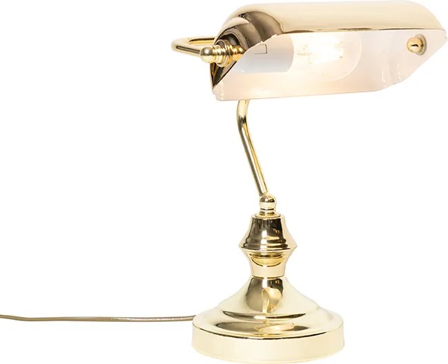 Klasyczna lampa stołowa / lampa notariusza mosiądz - Banker
