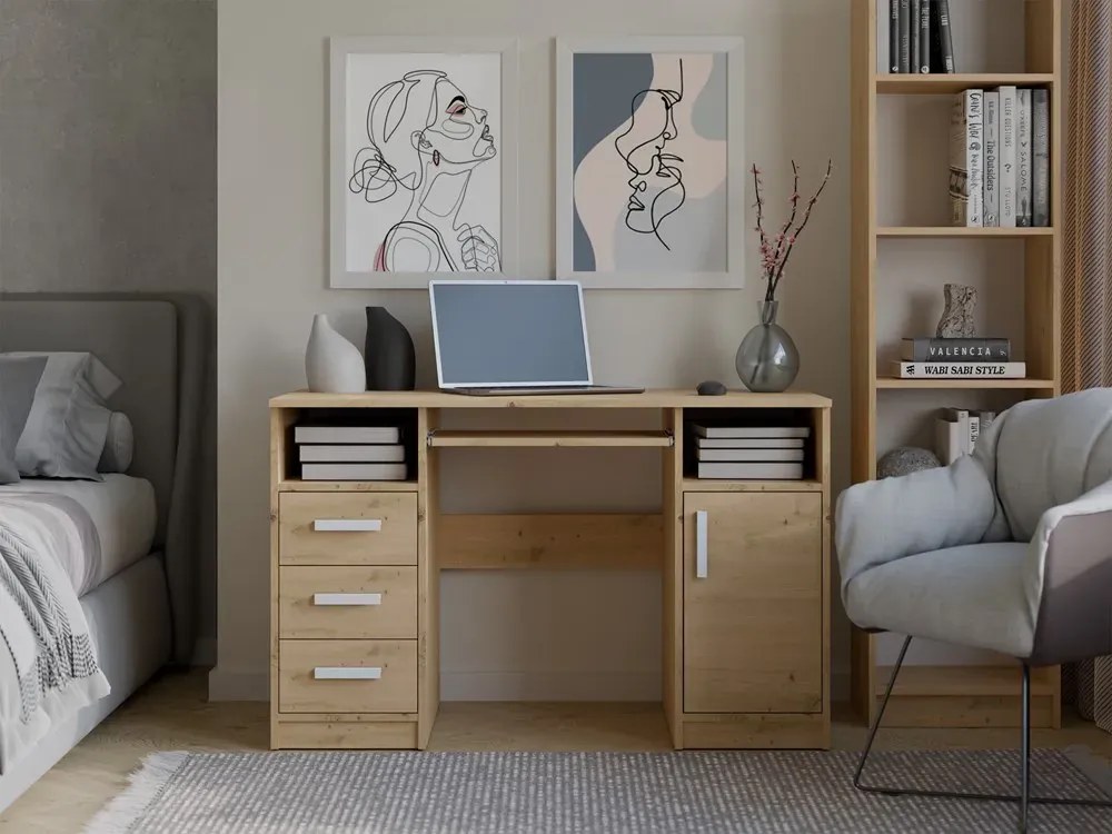 Nowoczesne biurko z 3 szufladami dąb artisan C9-B90
